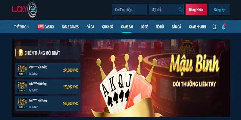 Mậu binh - Game bài mới nhất LUCKY88 được săn đón Mậu binh - Game bài mới nhất LUCKY88 được săn đón