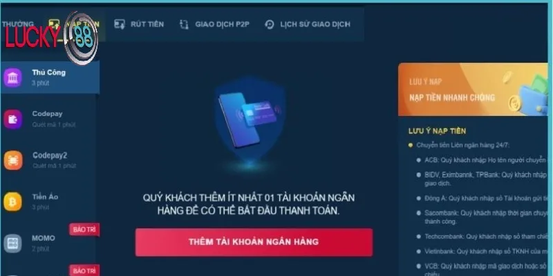 Nạp tiền LUCKY88 qua Code Pay Nạp tiền LUCKY88 qua Code Pay
