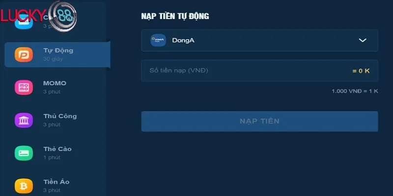 Nạp tiền LUCKY88 tự động Nạp tiền LUCKY88 tự động